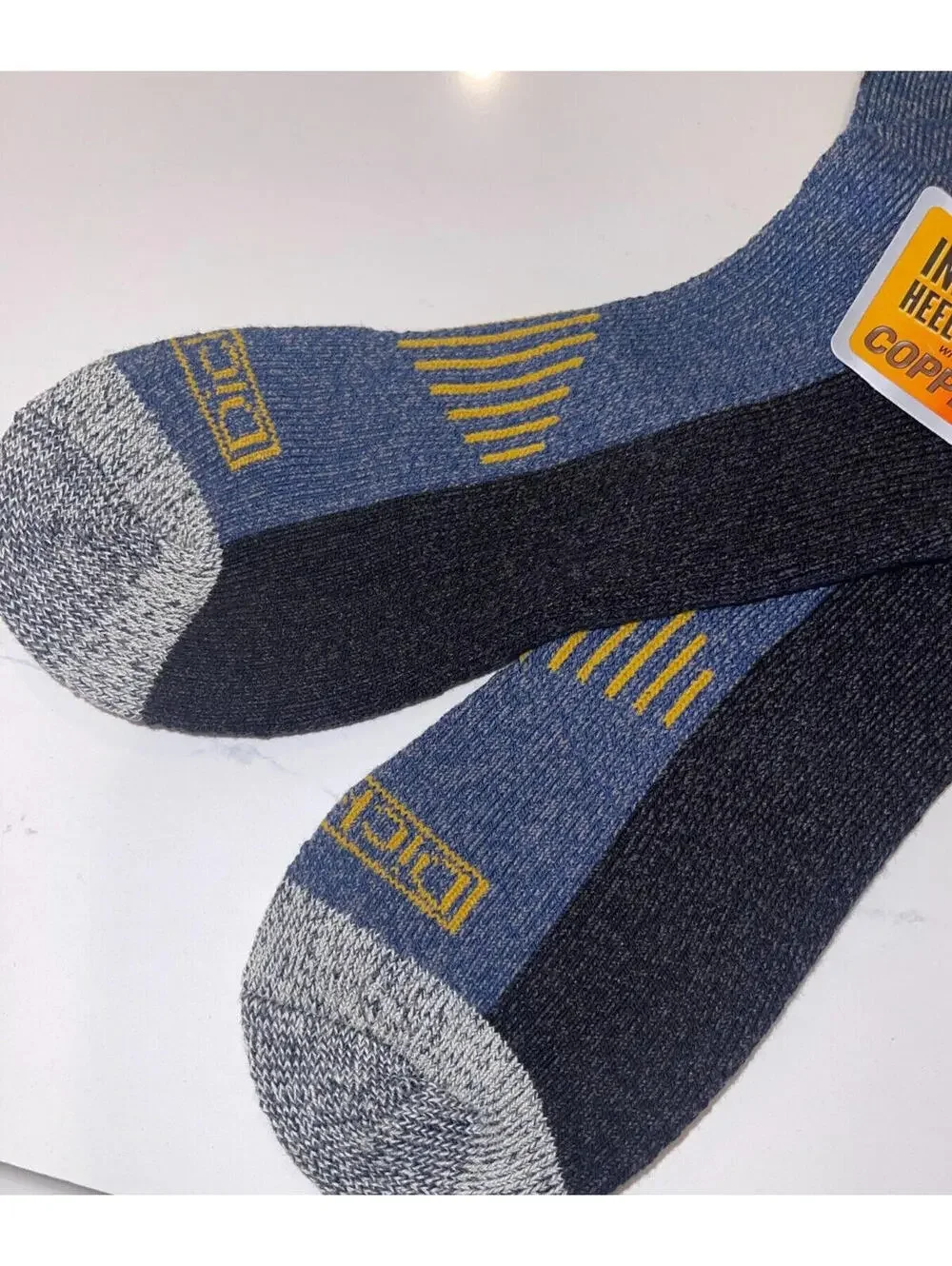 2 PAIRS DICKIES COPPER SHIN PROTECTOR BOOT LENGTH SOCKS MENS 6-12 BLUE & BLACK